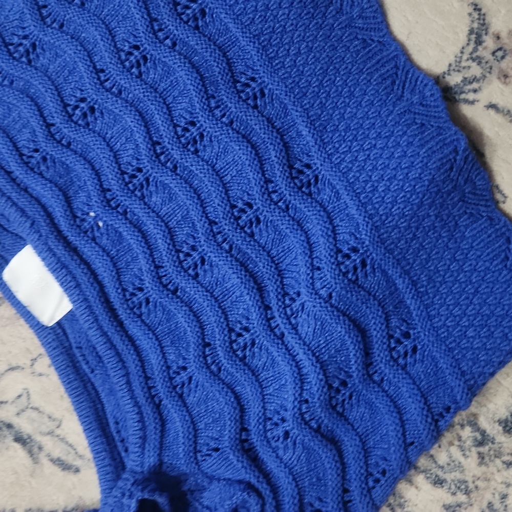 Fairy Crocheted Dainty Coquette Coastal Blue Crop Top‎ Ruffle Straps Size Medium - Picture 3 of 6